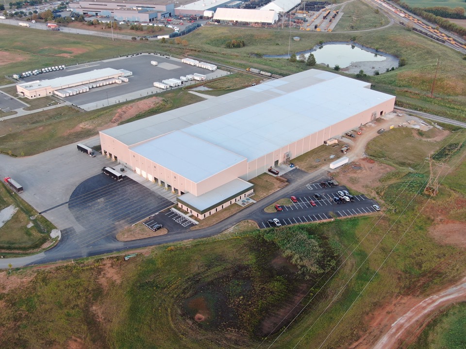 Aerial view of a completed distribution facility