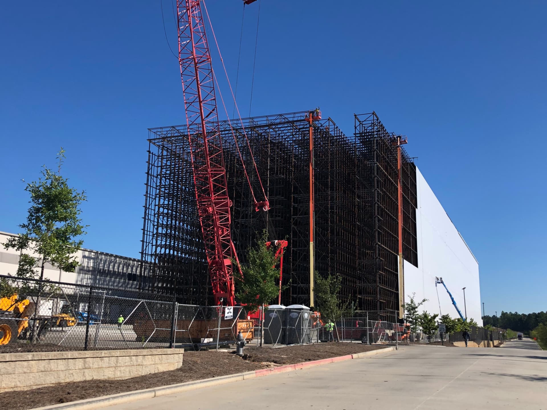 High rack storage structure under construction